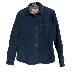 VTG WOOLRICH Blue Corduroy Women's Shacket Jacket with Fleece Lining Cottagecore